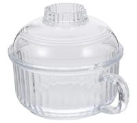 Milisten Ciotola di Vetro Rotonda per Noodles con Coperchio Trasparente, Resistente al Calore, Adatta Microonde e Cucina Domestica, Supporto per Stoccaggio e Zuppa Stile Giapponese