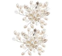 Milisten Clip per Scarpe Beige 2 Pezzi in Metallo con Pietre Lucenti e Perline, Decorazioni Eleganti e Facili da Usare per Pumps da Cerimonia e Matrimonio