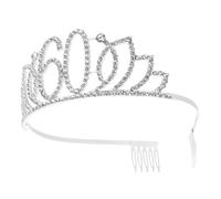 Milisten Corona Numerica Argento 60 Anni Strass, Copricapo Delicato e Accessori per Chioma Donna, Decorazione Creativa per Torta di Compleanno Elegante e Luminosa