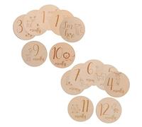 Milisten Dischi di Legno Milestone per Ragazzo Ragazza da 1 Mese, Set 14 Pezzi Cartelli Annuncio Nascita, Accessori Fotografici per Documentare Crescita Ragazzo Ragazza nel Primo Anno