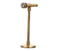 Milisten Figura del microfono mini per minuscolo mini microfono USB scala Prop del microfono giornalista piccolo di microfono mini di strumento musicale ottone D'oro