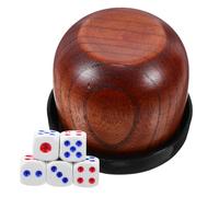 Milisten Gioco con Bicchiere in Legno Massiccio per Dadi Resistente e Antiscivolo per Tavoli da Gioco e Intrattenimento in e Bar con Dadi Inclusi