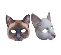Milisten Maschere Realistiche per Gatti 2 Pezzi Set Maschere Uniche per Feste in Costume Design Digitale Stampato Copricapo Realistico Adatto per Party e Cosplay