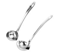 Milisten Mestolo Separatore Grasso in Acciaio Inox 2 Pezzi con Beccuccio Versatore per Zuppa, Cucchiaio Schiumarola per Cucina Domestica e Ristorazione, Utensile per Servire e Separare