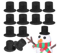 Milisten Mini cappelli a cilindro neri, 20 pezzi in miniatura, in resina, mini cappelli da clown per decorazioni fai da te, forniture per feste, decorazione pupazzo di neve