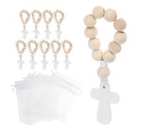 Milisten Set 10 Rosari Battesimo in Legno con Ciondolo Crocifisso e Sacchetti in Rete Mini Rosari Portatili per Prime Comunioni Cresime e Regali Cerimonie Religiose