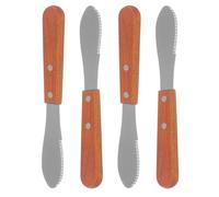 Milisten Set 4 Pezzi Utensili da Cucina per Formaggio Manico in Legno Ergonomico, Spatola da Burro e Raschietto Marmellata Multifunzione per Uso Domestico e Professionale