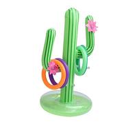 Milisten Set Decorazioni Gonfiabili PVC Cactus Simulato Verde per Feste in Piscina e Spiaggia, 1 Cactus Galleggiante Resistente e 4 Anelli da Lancio, Compatto e Riutilizzabile