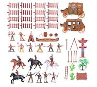 Milisten Set di 43 Pezzi Mini Indiani e Cowboy in Plastico, Modelli di Personaggi Realistici per Ragazzo Ragazza, per Gioco di Ruolo e Decorazione Stimolante
