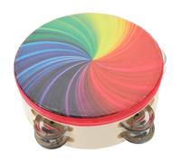 Milisten Tamburello Arcobaleno Con Tamburo Mano e Sonagli Doppia Riga Strumento Percussione Portatile Giocattolo Musicale Per Feste Balli e Concerti