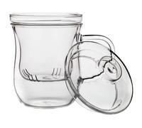Milisten Tazza da Tè Filtro Fine in Vetro Borosilicato, Manico Ergonomico e Coperchio, per Infusione e Uso in Ufficio o Durante Viaggi