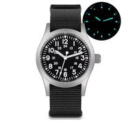 Militado ML05 ML05B 38mm Orologi Campo Vintage Per Uomini, Movimento Seconda Continua VH31/515/Miyota Super 2035 Quarzo, Vetro Zaffiro Bombato Rivestimento AR, Super Luminescenza C3, 100M Impermeabile