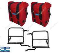 Militare Borsa Laterale Rosso Coppia Con Raccordo per Royal Enfield Classico 350