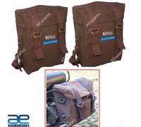Militare Borsa Laterale Tela Coppia Marrone Per Royal Enfield Classico 350 500