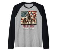 Militare Papà Forte Onore The Brave Memorial Day Padre Papa Maglia con Maniche Raglan