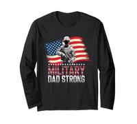 Militare Papà Forte | Padre veterano delle forze armate patriottiche Maglia a Manica