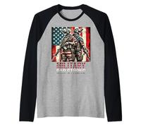 Militare Papà Forte | Padre veterano delle forze armate patriottiche Maglia con Maniche Raglan