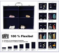 Pins ALU Sammelvitrinen Maxi Pulsanti 510x440x75mm Blu Velluto Safe 5777SP