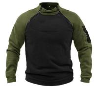 Military Athletic Sport Jumper Top Army Antivento Army Combat Felpa per il tempo libero Zip Top in pile per attività all'aria aperta calda giacca tattica in pile senza cappuccio, verde, XL