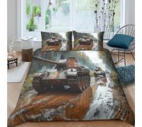 military tank convoySet Di Copripiumino ultra 3 pezzi motivo 3D con cerniera warfare scene style copripiumino con federa traspirante ultra morbido e traspirante for bambini Single（135x200cm）