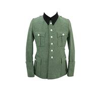 militaryharbor WW2 WWII German Elite M36 - Tunica in lana con colletto nero (6 bottoni), Grigio campo, 32R/3XS