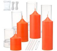 MILIVIXAY 4 stampi per candele a pilastro, per realizzare candele, stoppini lunghi 18,3 m, 4 supporti per stoppini, uno stampo sigillante e un filo di piombo inclusi come regalo