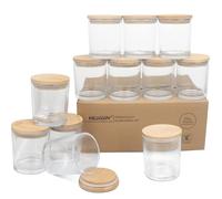 MILIVIXAY - Confezione da 12 barattoli da 10 once di vetro trasparente e spesso con coperchi - Barattoli per candele vuoti all'ingrosso per la produzione di candele - Contenitori per spezie e polveri.