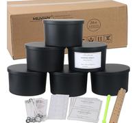 MILIVIXAY Confezione da 6 barattoli per candele da 680,4 g con coperchi in metallo e kit per la creazione di candele, barattoli per candele con 3 stoppini, contenitori in vetro spesso nero opaco per