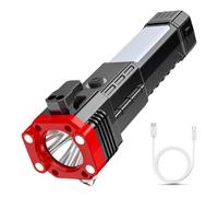 MILIWAN Torcia LED Ricaricabile Torcia Magnetica Multifunzioni 4-in-1 con Lampada di Ispezione Laterale, Taglia Cintura e Martello Rompivetro, Luce di Lavoro per Auto, Campeggi o Uso di Emergenza