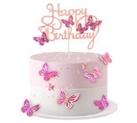 MILIYUKI 13 pezzi farfalla cake topper 3D farfalla cupcake topper per ragazze donne buon compleanno torta topper torta di compleanno