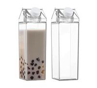Milk Carton Bottle - Transparent Milk Carton Bottle | Square Mîlk Container for Refrigerator | 2Pieces Reusable Leakproof Water Bottles Jug Drinking Cup Mîlk | Reusable Clear Cartôn Water Bottles