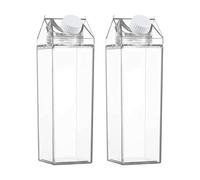 Milk Carton Bottle - Transparent Milk Carton Bottle | Square Mîlk Container for Refrigerator | 2Pieces Reusable Leakproof Water Bottles Jug Drinking Cup Mîlk | Reusable Clear Cartôn Water Bottles