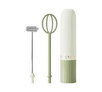 Milk Frother - Enhances Coffee Experience, Battery Operated Handheld Foam Maker, 2 Interchangeable Mixing Heads + Stainless Steel Spring, Premium Cordless Whisk, For Lattes Cocoa & Baking, Green