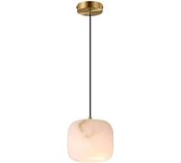 Milk Glass Light Antique Brass Marble Alabaster Pendant Lighting Fixture Mid Century Natural Stone Hanging Lamp Farmhouse Chandelier for Kitchen Island Dining Room Bedroom Bathroom
