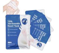 Milk Niacinamide Maschera idratante per le mani, 6 maschere per le mani con latte e niacinamidi, maschera per la cura intensiva delle mani contro le mani secche, per pelli delicate e luminose
