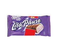Milka Barretta di Cioccolato Lila Pause al Latte con Ripieno al Gusto Fragola e Riso Soffiato 102g