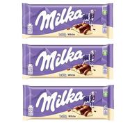 Milka Bubbly White, Cioccolato al Latte Alpino con Ripieno Poroso Bianco, 95g, Confezione da 3