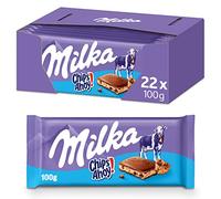 Milka, Chips Ahoy, Tavoletta di Cioccolato al Latte Ripieno di Biscotti Chips Ahoy, 100% Latte Alpino, Cacao Sostenibile, 22x100g (22 tavolette da 100g)