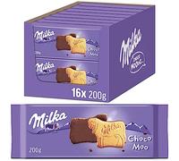 Milka Choco Moo Biscotti - Biscotti con delicato cioccolato al latte alpino a forma di mucca, 16 x 200 g