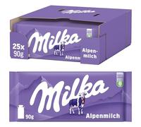 Milka Cioccolato al Latte Alpino, Tavolette Classiche, Cacao Sostenibile, 25 x 90 g