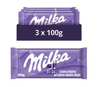 Milka, Cioccolato al Latte, Tavoletta di Cioccolato al Latte Classica, Latte 100% Alpino, Cacao Sostenibile, 3x100g (3 tavolette da 100g)