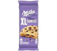Milka, Cookies XL Choco, Biscotto Maxi Croccante con Golose Pepite di Cioccolato al Latte Milka, con Latte Alpino, Cacao Sostenibile, 184g (8 biscotti da 23g)