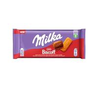 Milka Lotus Biscoff Tavoletta di Cioccolato al Latte con inclusioni di Biscotto Lotus Biscoff Latte 100% Alpino, Cacao Sostenibile Tavoletta 90g