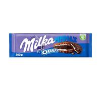 Milka Mmmax con barretta di cioccolato OREO, cioccolato al latte alpino cremoso con pezzi di biscotti croccanti al cacao e ripieno di crema casearia, 300 g