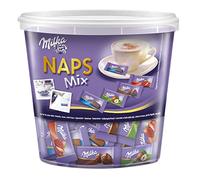 Milka, Naps Mix, Cioccolatini al Latte Milka con 4 Gusti: Latte, Fragola, Nocciola e Extra Cacao, Perfetti con il Caffé, 100% Latte Alpino, Cacao Sostenibile, 1kg (207 cioccolatini)