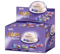 Milka Naps Mix - Mini caramelle al cioccolato in 4 varietà: latte alpino, fragola, nocciola, crème au cacao - 1 x 1,7 kg