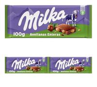 Milka, Nocciolato, Tavoletta di Cioccolato al Latte con Nocciole Intere, Latte 100% Alpino, Cacao Sostenibile, 100g (Confezione da 3)