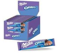 Milka & OREO Barrette di Cioccolato al Latte delle Alpi con Crema alla Vaniglia e Biscotti OREO, Snack Dolce, Confezione da 36 Pezzi, 1,332Kg