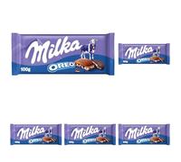 Milka, Oreo Crumbs, Tavoletta di Cioccolato al Latte con Croccanti Biscotti Spezzati Oreo, 100% Latte Alpino, Cacao Sostenibile, 100g (Confezione da 5)