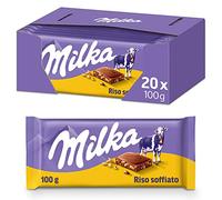 Milka Riso Soffiato Tavoletta di Cioccolato al Latte Alpino con Riso Soffiato - 20x100g